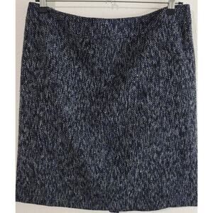 Tahari Black White Blue Marled Pencil Skirt 16 Lightweight Lined Above The Knee